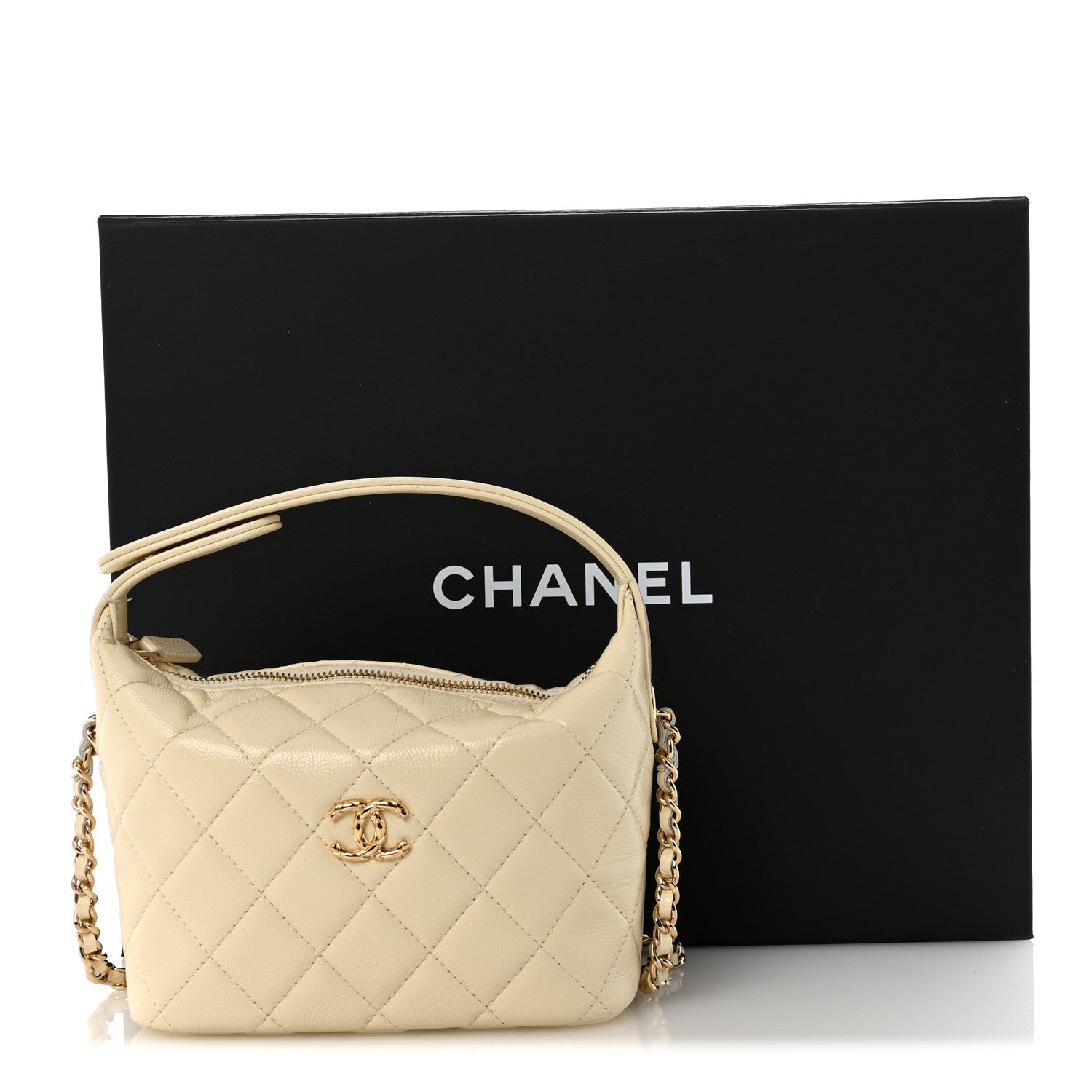Chanel Caviar Quilted Hobo Clutch With Chain White 11 of 11