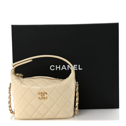 Chanel Caviar Quilted Hobo Clutch With Chain White 11 of 11