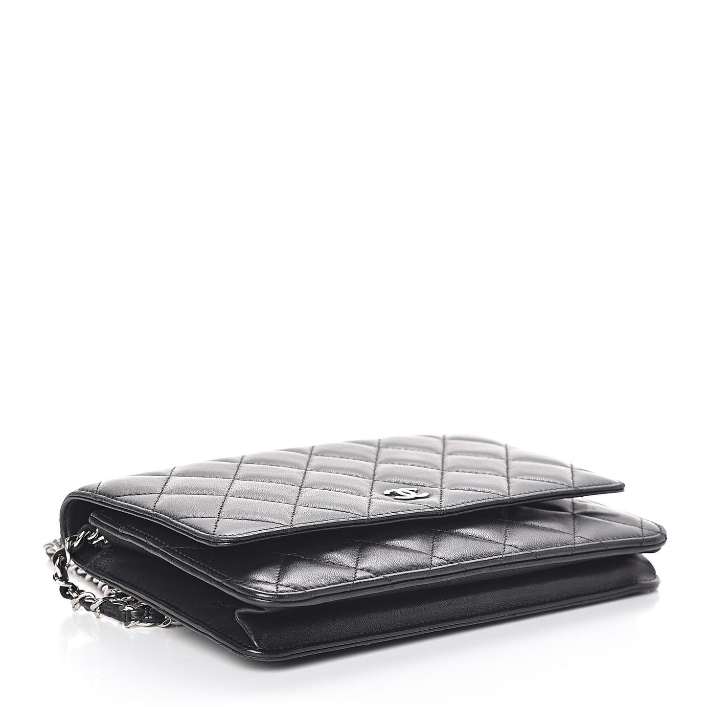 Lambskin Quilted Wallet On Chain WOC Black