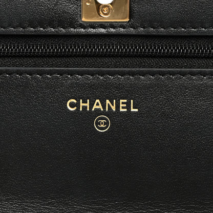 Chanel Shiny Nappa Quilted Mini Metal Wood Top Handle Flap Black 6 of 10