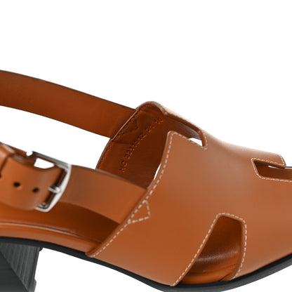 Hermes Calfskin Elbe 60 Sandals 37 Marron Glaise 7 of 9