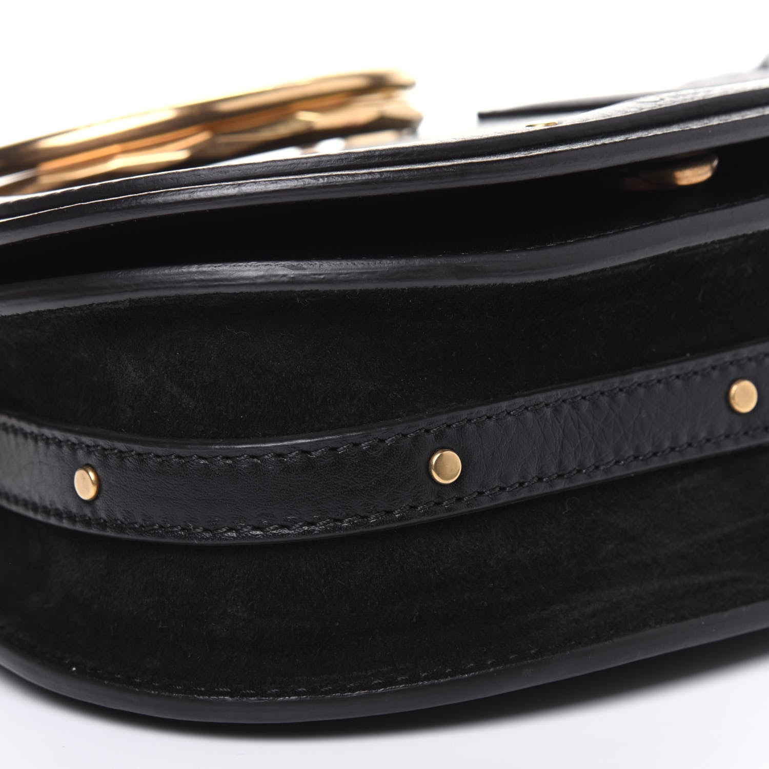Chloe Calfskin Suede Small Nile Bracelet Bag Black 16 of 23