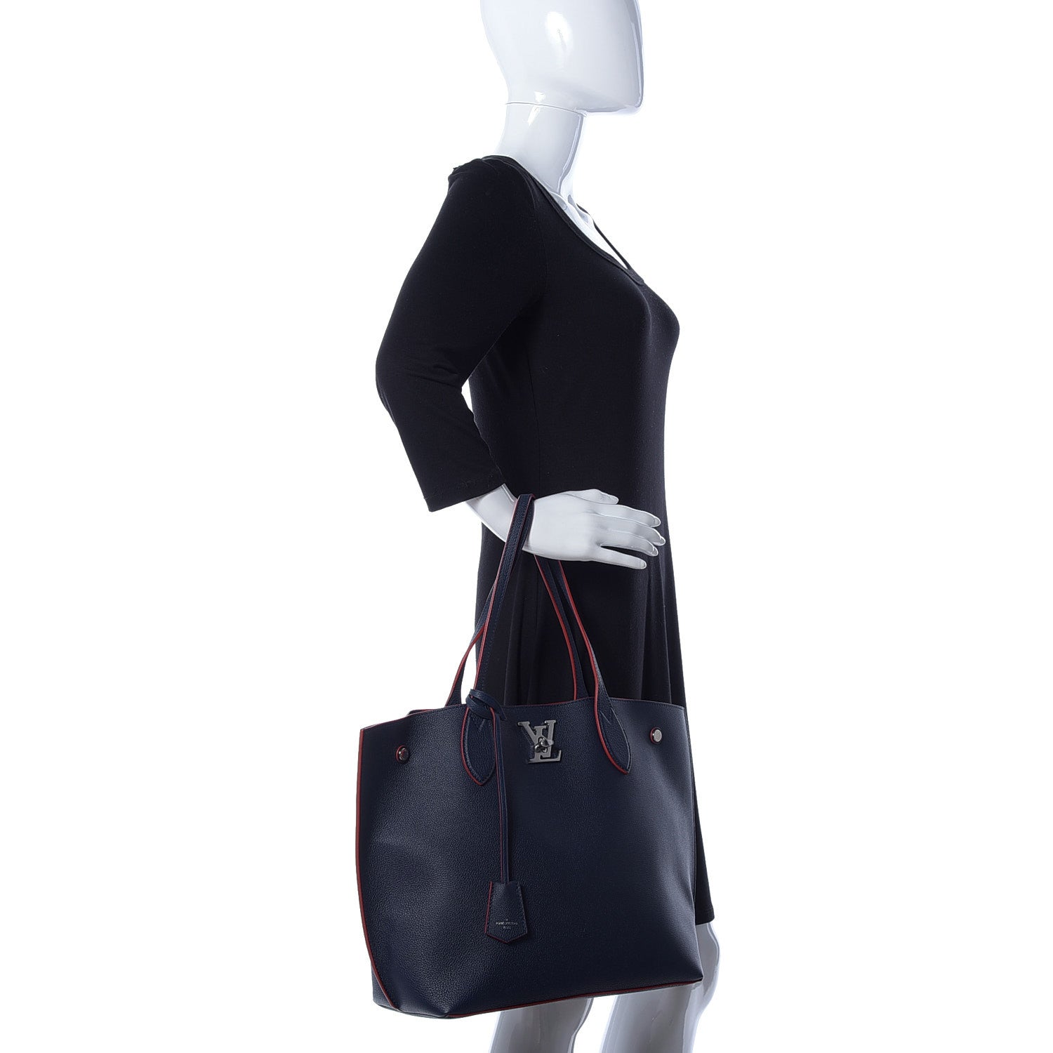Louis Vuitton Calfskin Lockme Go Tote Marine Rouge 2 of 8