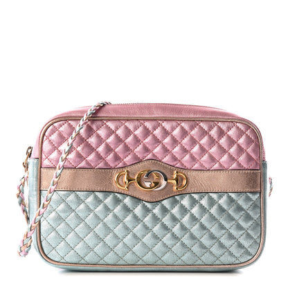 Gucci Laminated Nappa Trapuntata Small Zumi Shoulder Bag Rosa Lago Rame 1 of 8