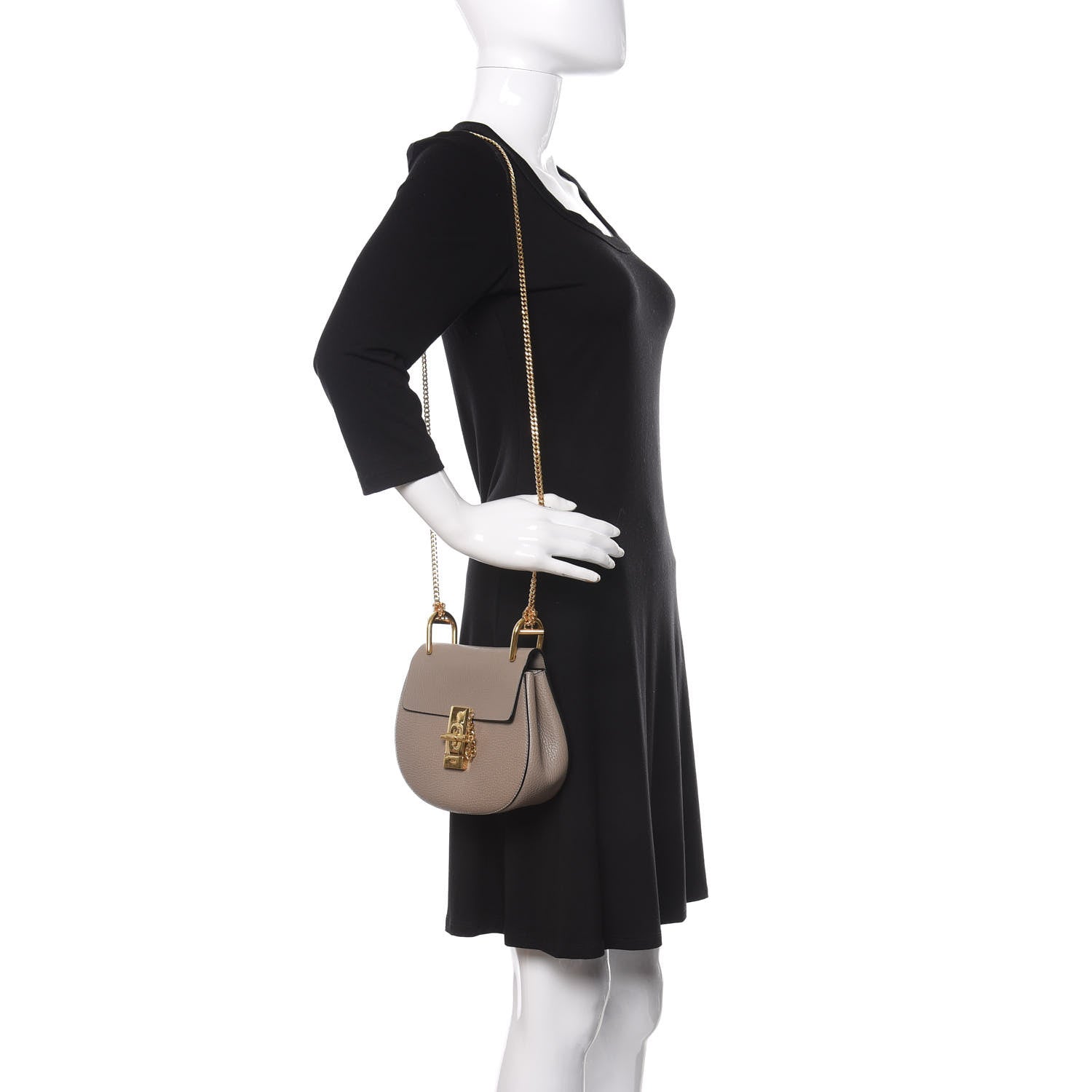 Chloe Grained Lambskin Mini Drew Shoulder Bag Motty Grey 2 of 9