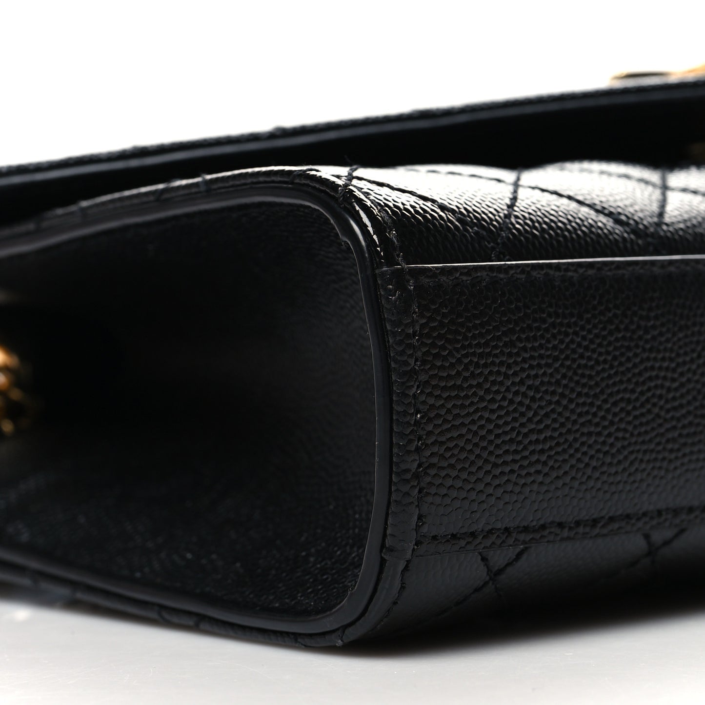 Grain De Poudre Textured Mixed Matelasse Triquilt Small Monogram Satchel Black