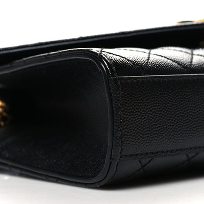 Saint Laurent Grain De Poudre Textured Mixed Matelasse Triquilt Small Monogram Satchel Black 9 of 11