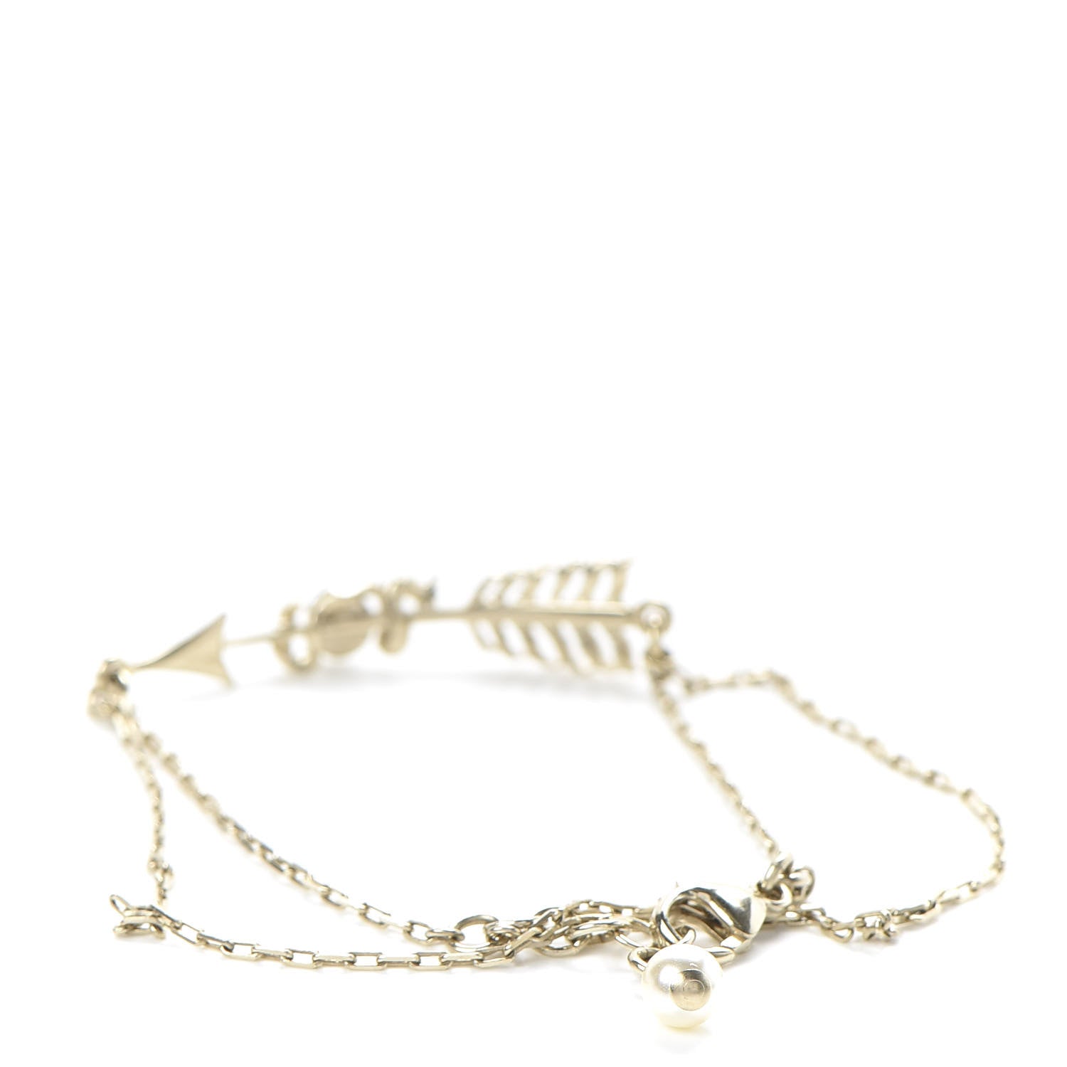 Chanel Crystal Pearl CC Arrow Bracelet Gold 3 of 6