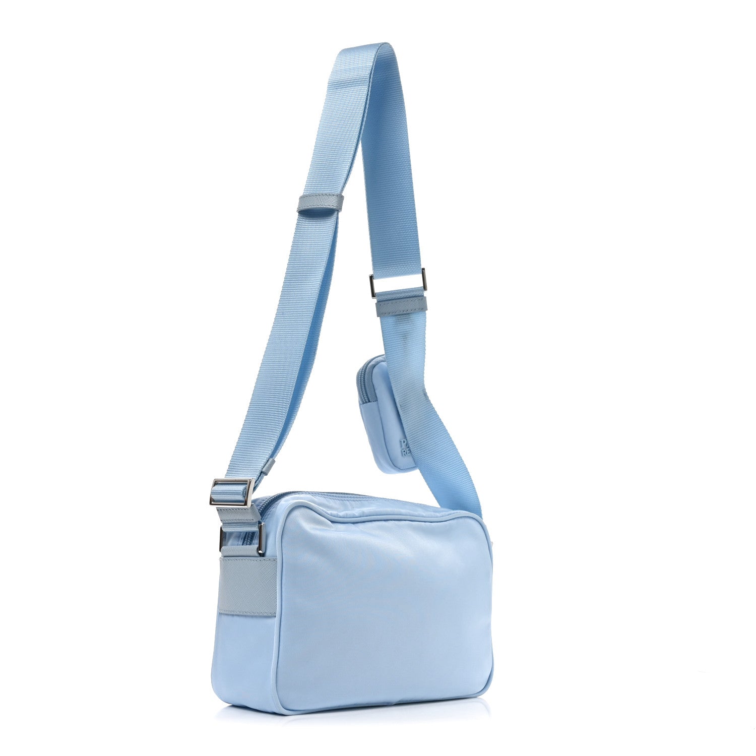 Prada Re-Nylon Vela Saffiano Pocket Double Zip Shoulder Bag Celeste 3 of 9