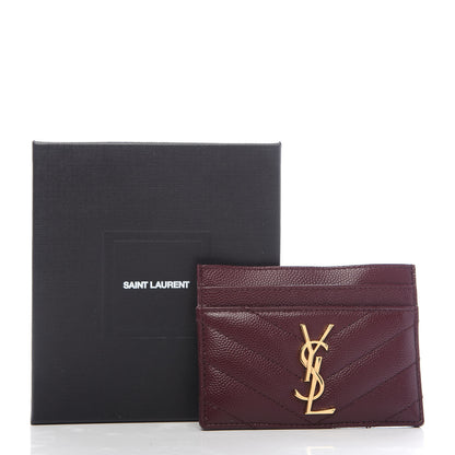 Saint Laurent Grain De Poudre Matelasse Chevron Monogram Credit Card Case Rouge Legion 7 of 7