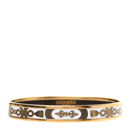 Hermes Enamel Printed Grand Apparat Narrow Bracelet 65 White 1 of 6