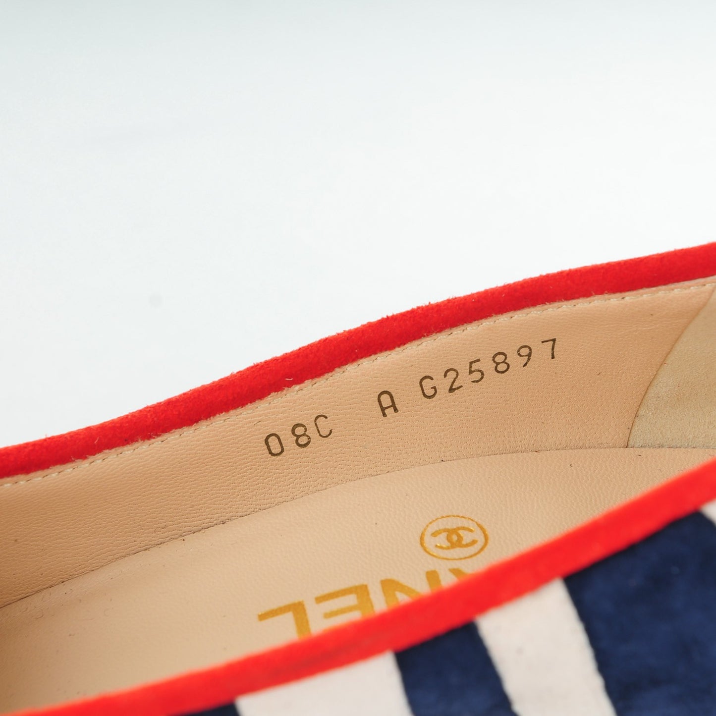 Suede Cork CC Striped Pumps 39 Navy White