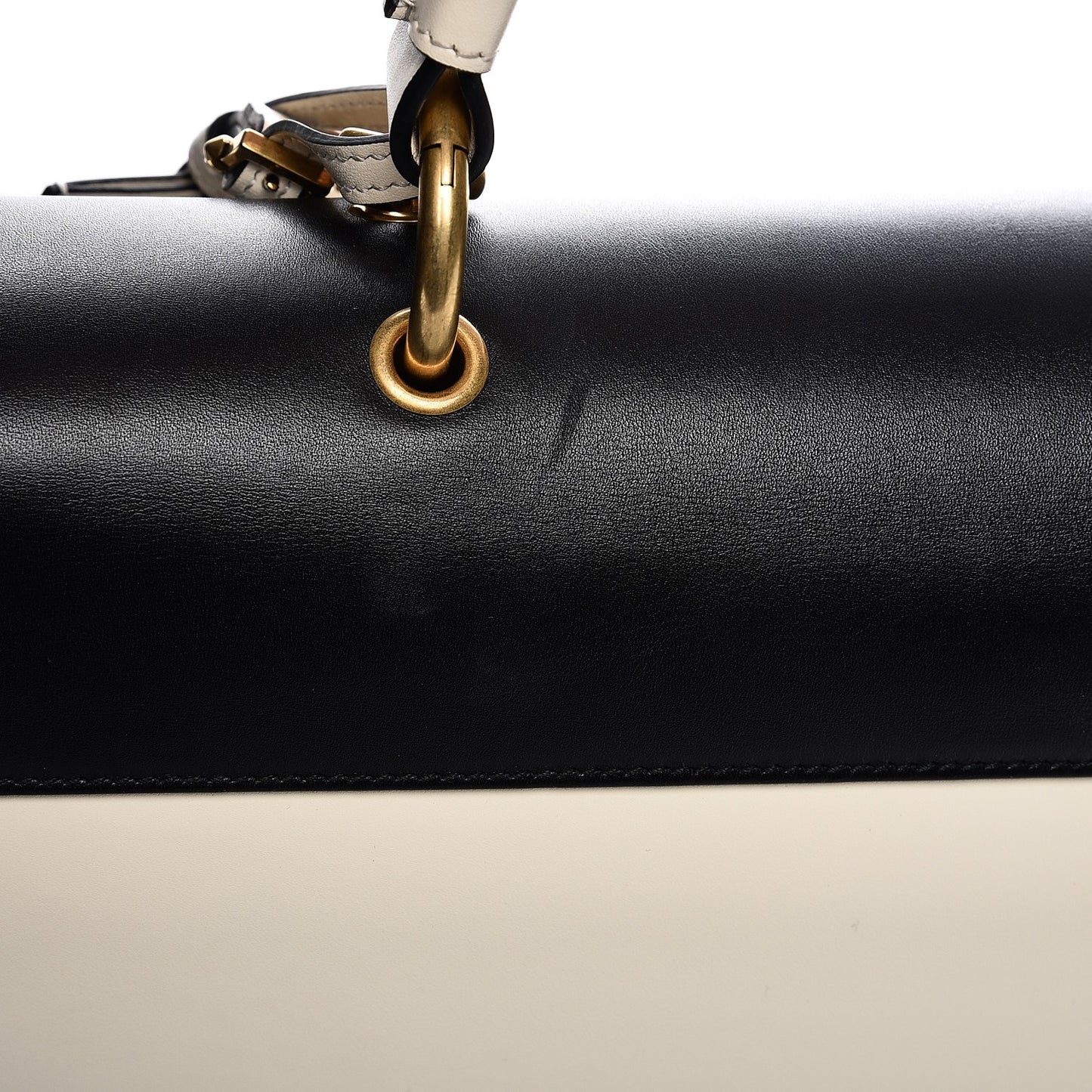 Calfskin Sylvie Web Large Queen Margaret Top Handle Bag Black Mystic White