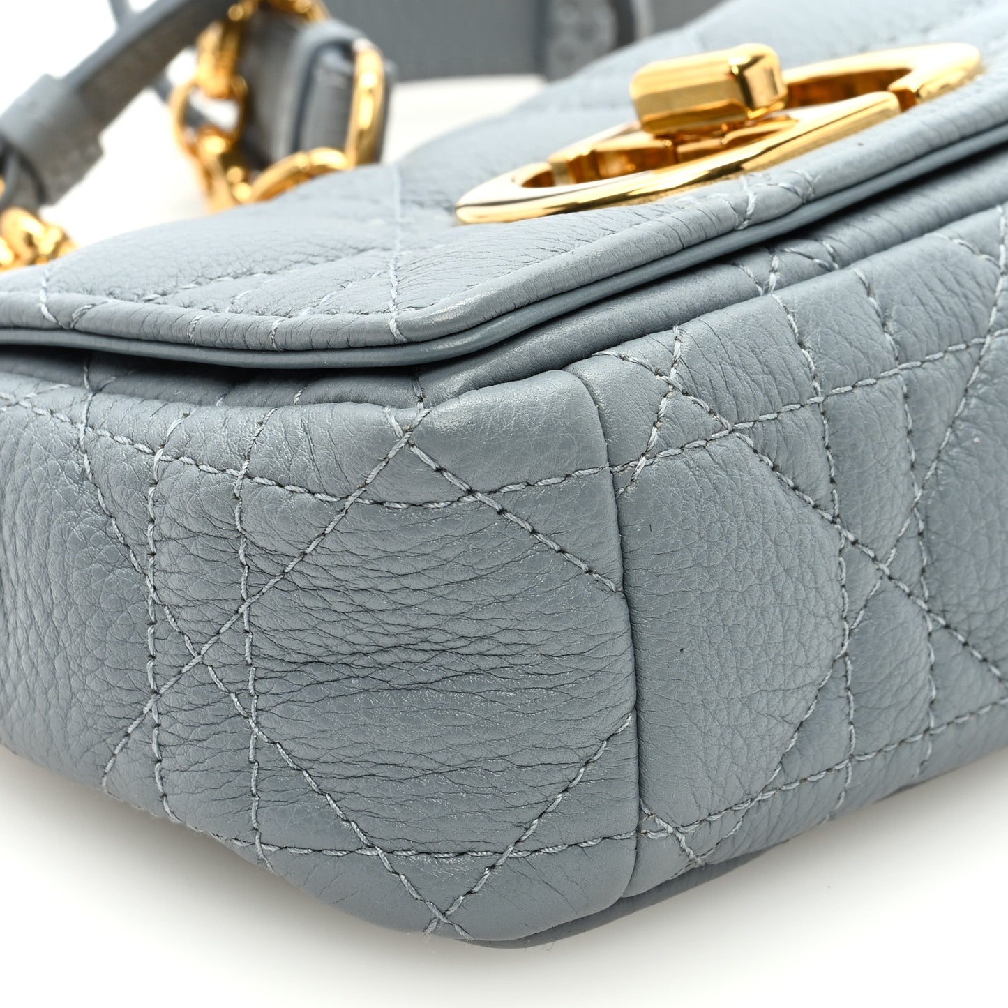 Supple Calfskin Cannage Micro Caro Bag Cloud Blue