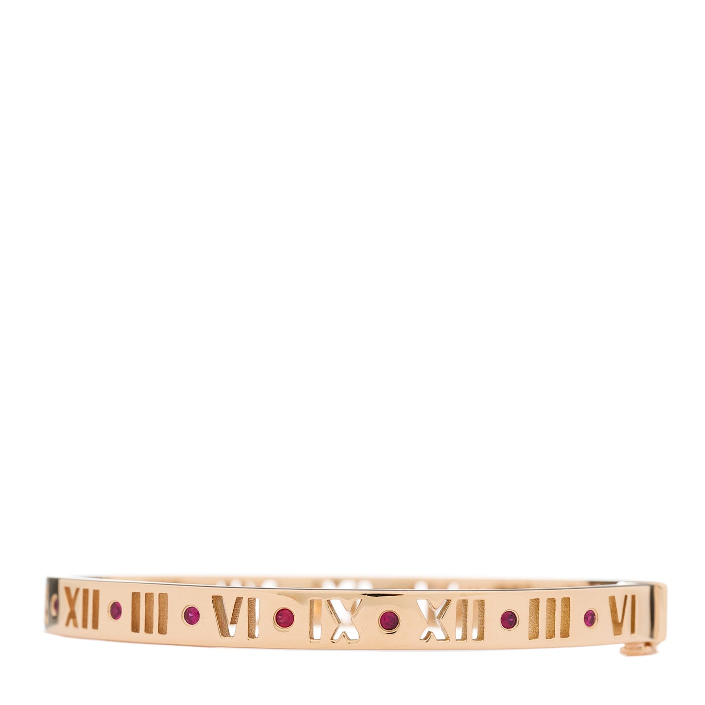18K Rose Gold Ruby Atlas Pierced Hinged Bangle Bracelet