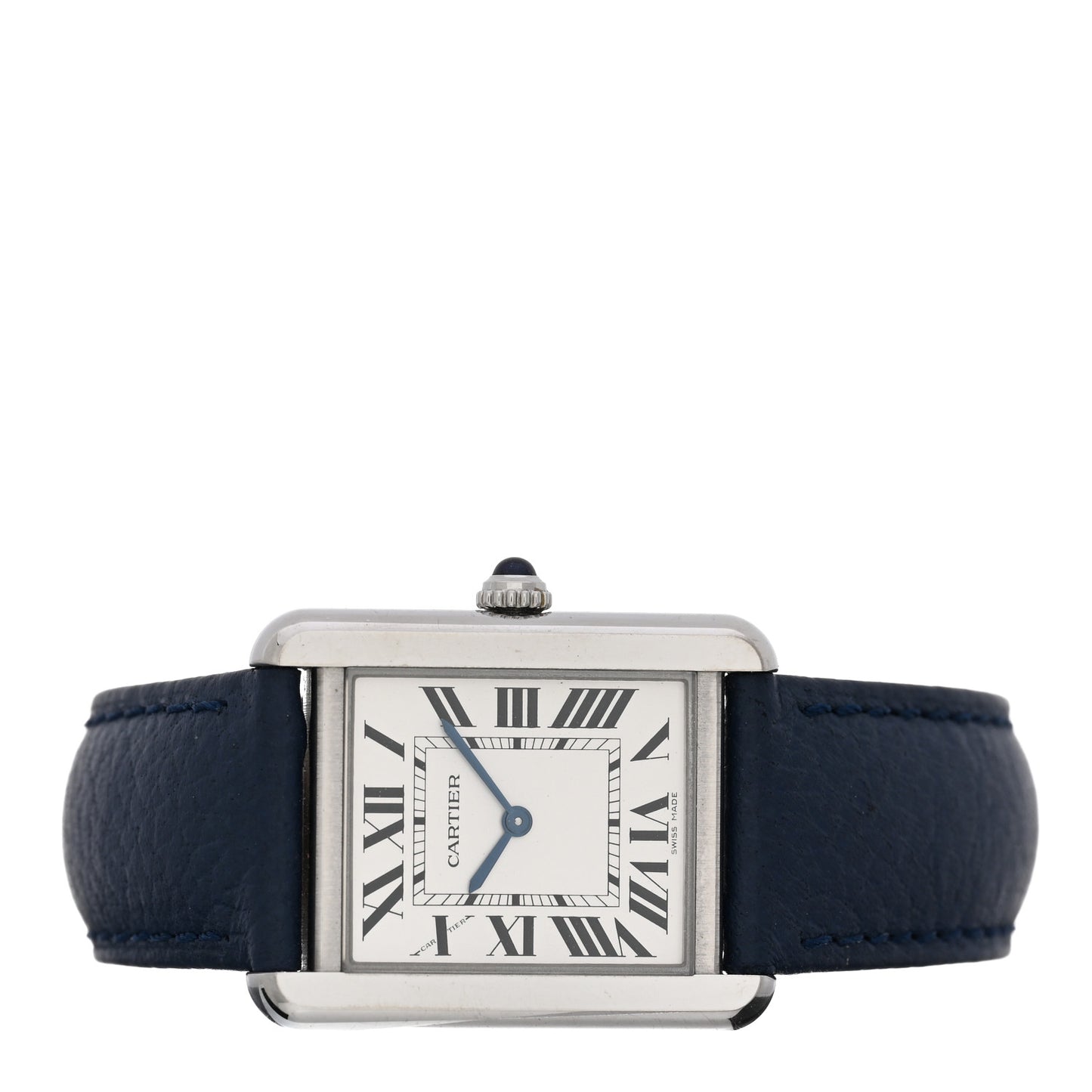 Stainless Steel Calfskin 24mm Tank Solo Quartz Watch Blue