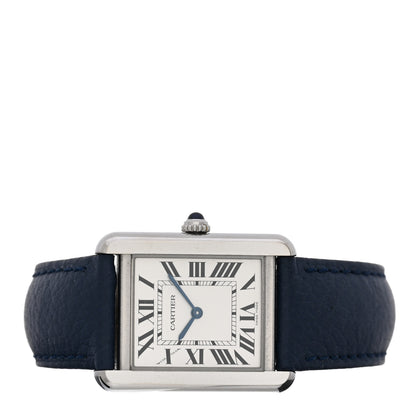 Cartier Stainless Steel Calfskin 24mm Tank Solo Quartz Watch Blue 2 of 4