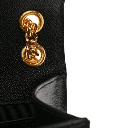 Saint Laurent Grain De Poudre Textured Mixed Matelasse Triquilt Medium Monogram Satchel Black 12 of 12