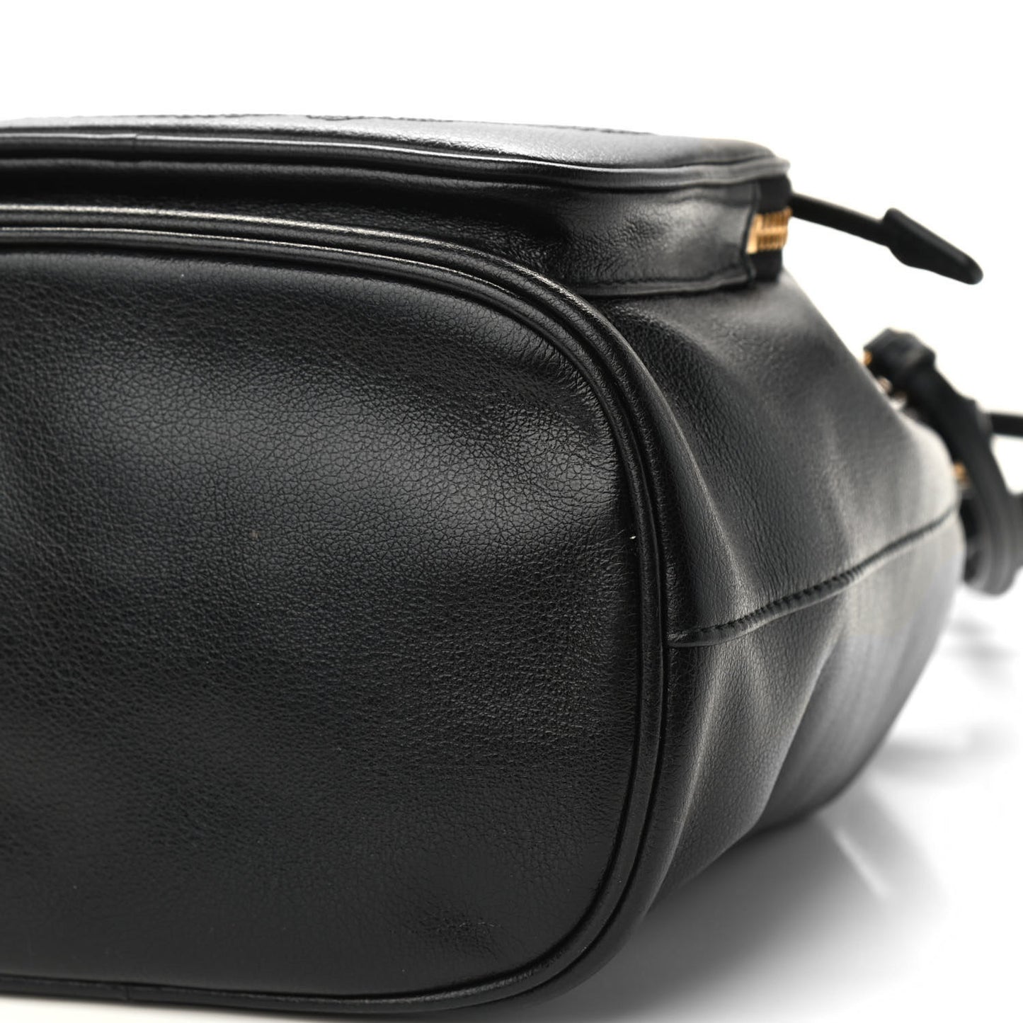 Glace Calfskin Embossed Secchiello Bucket Bag Black