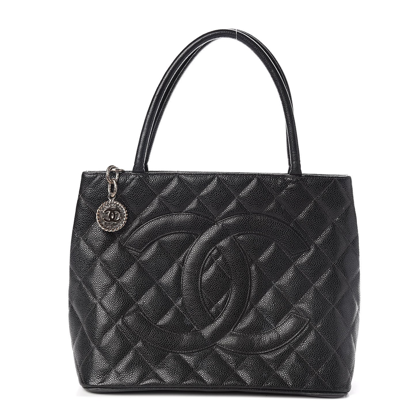 Caviar Quilted Medallion Tote Black