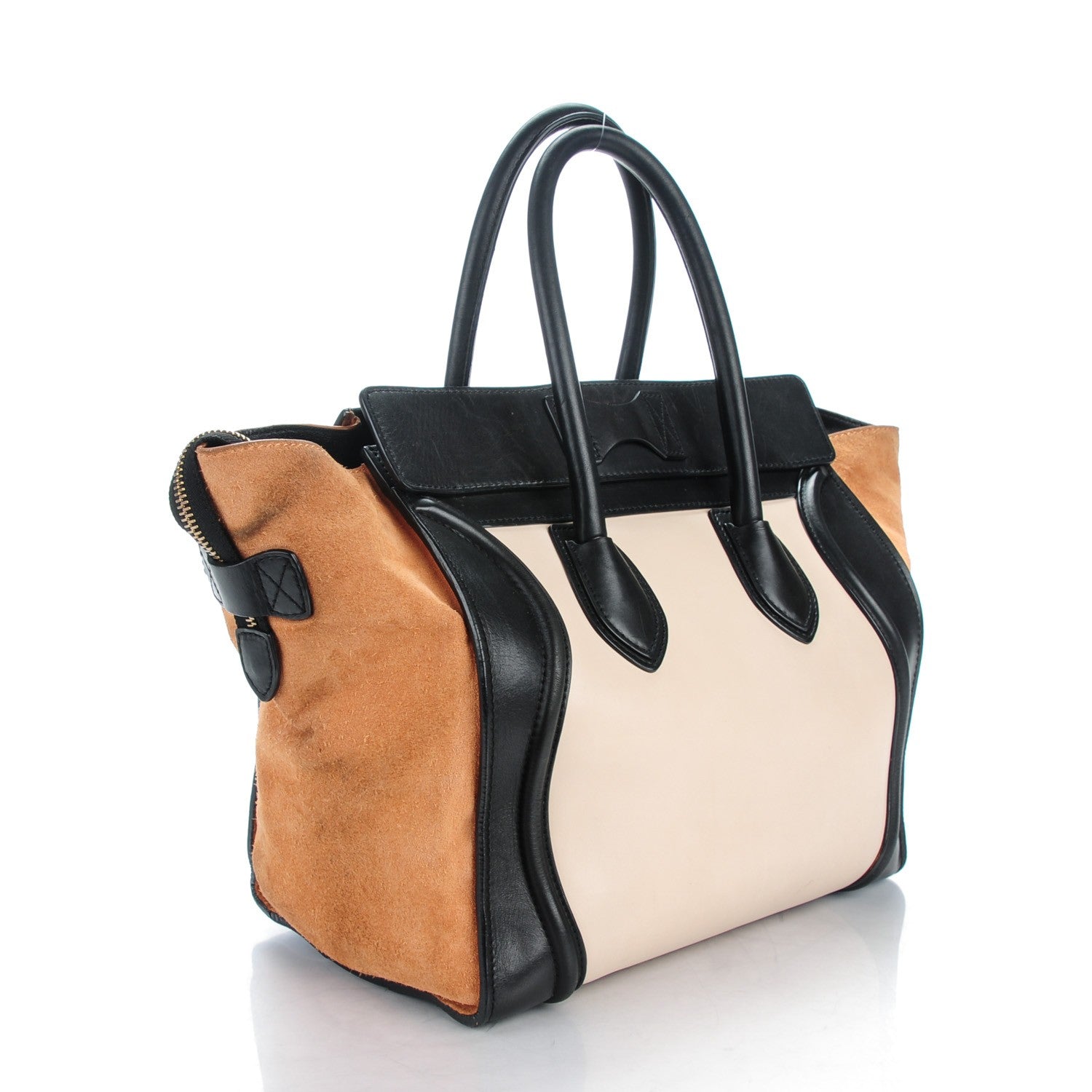 Celine Satin Calfskin Suede Mini Tri-Color Luggage Seashell 3 of 9