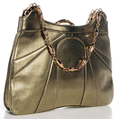 Gucci Leather Bamboo Chain Shoulder Bag Metallic 3 of 8