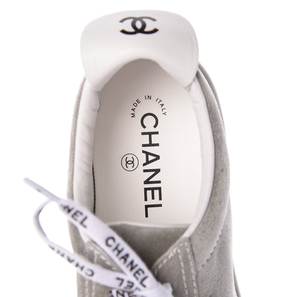 Chanel Suede Calfskin Womens Sneakers 39.5 Grey 11 of 22