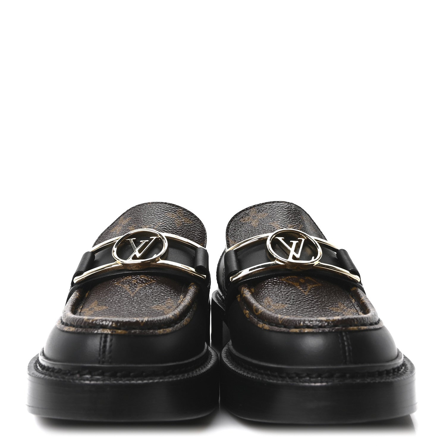 Louis Vuitton Monogram Calfskin Academy Loafers 36.5 Black 1829001