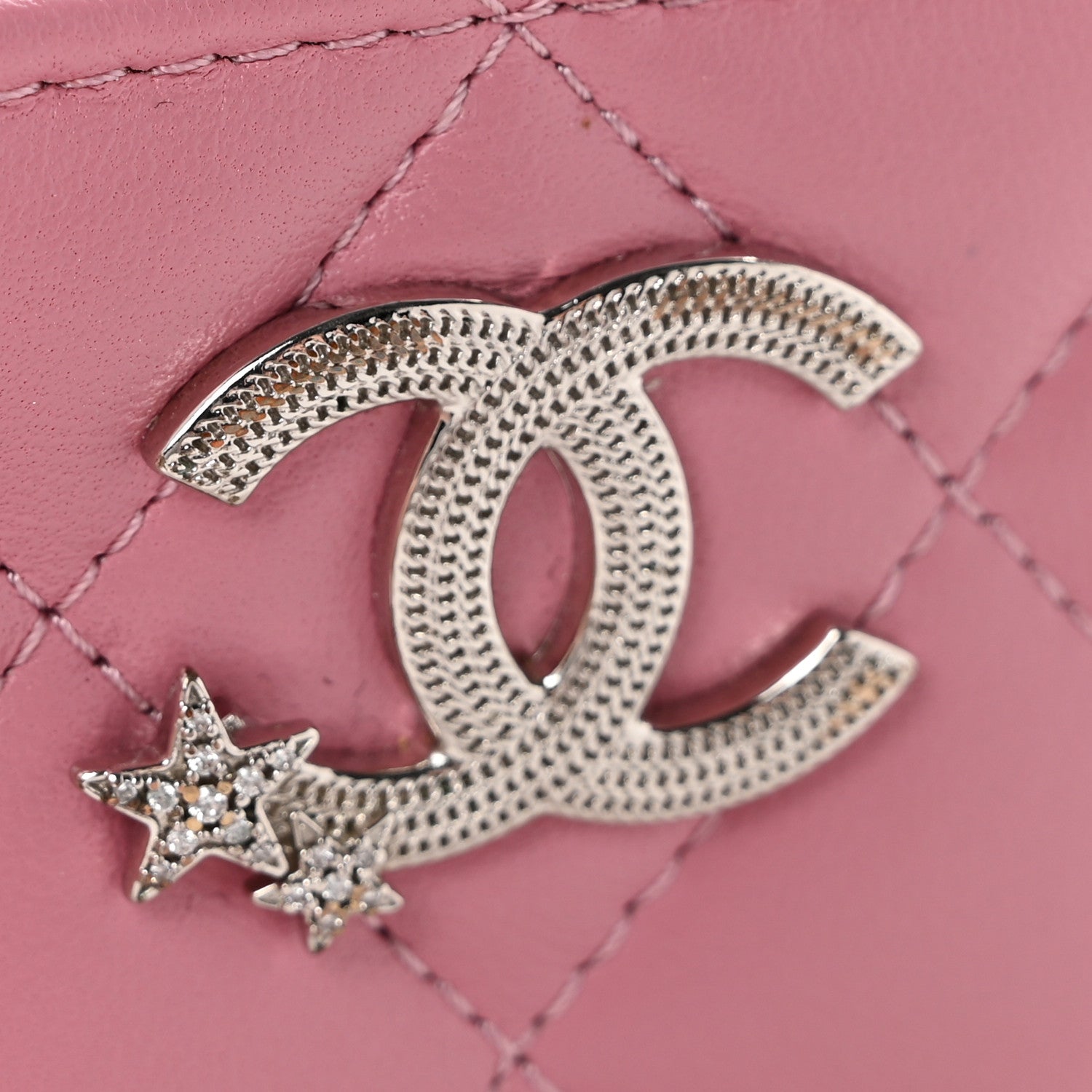 Chanel Lambskin Quilted Crystal Star Card Holder Pink 9 of 11