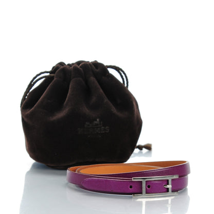 Hermes Tadelakt Hapi 3 MM Triple Tour Wrap Bracelet M Violet 7 of 7