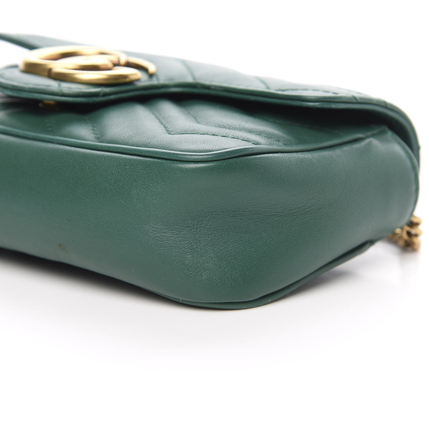 Calfskin Matelasse Super Mini GG Marmont Shoulder Bag Emerald Green