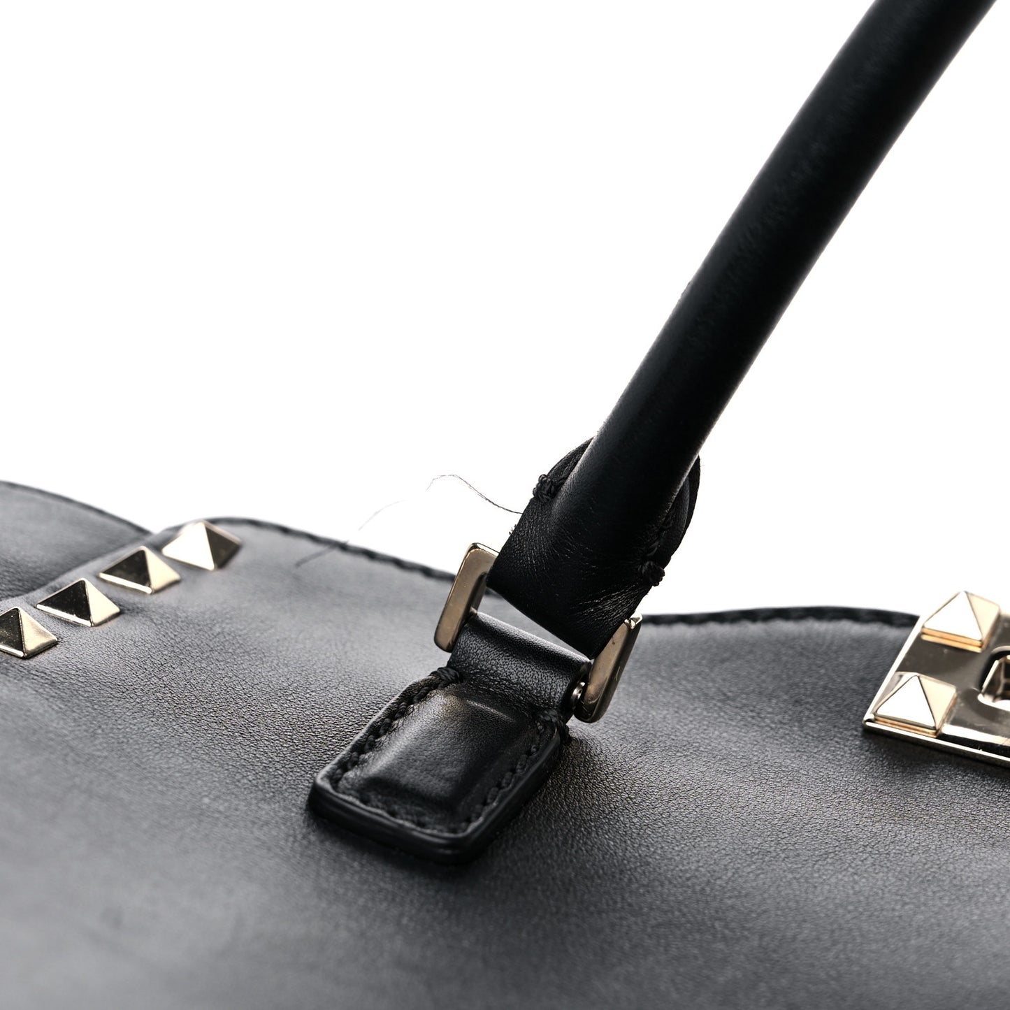 Vitello Small Rockstud Double Handle Tote Black