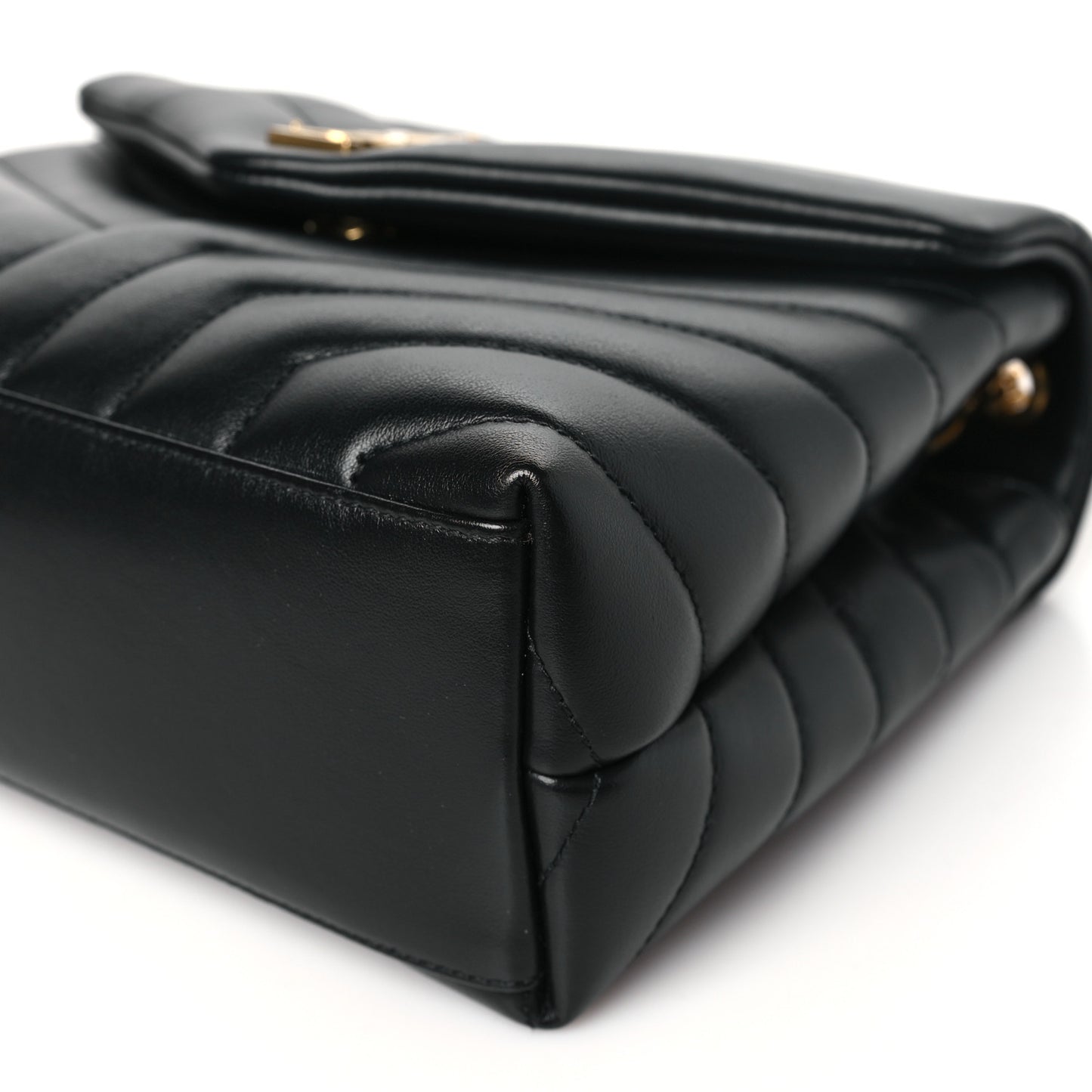 Calfskin Y Quilted Monogram Small Loulou Chain Satchel Black