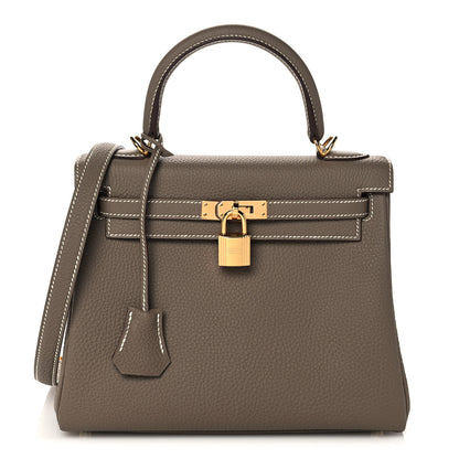 Hermes Togo Kelly Retourne 25 Etoupe 1 of 11