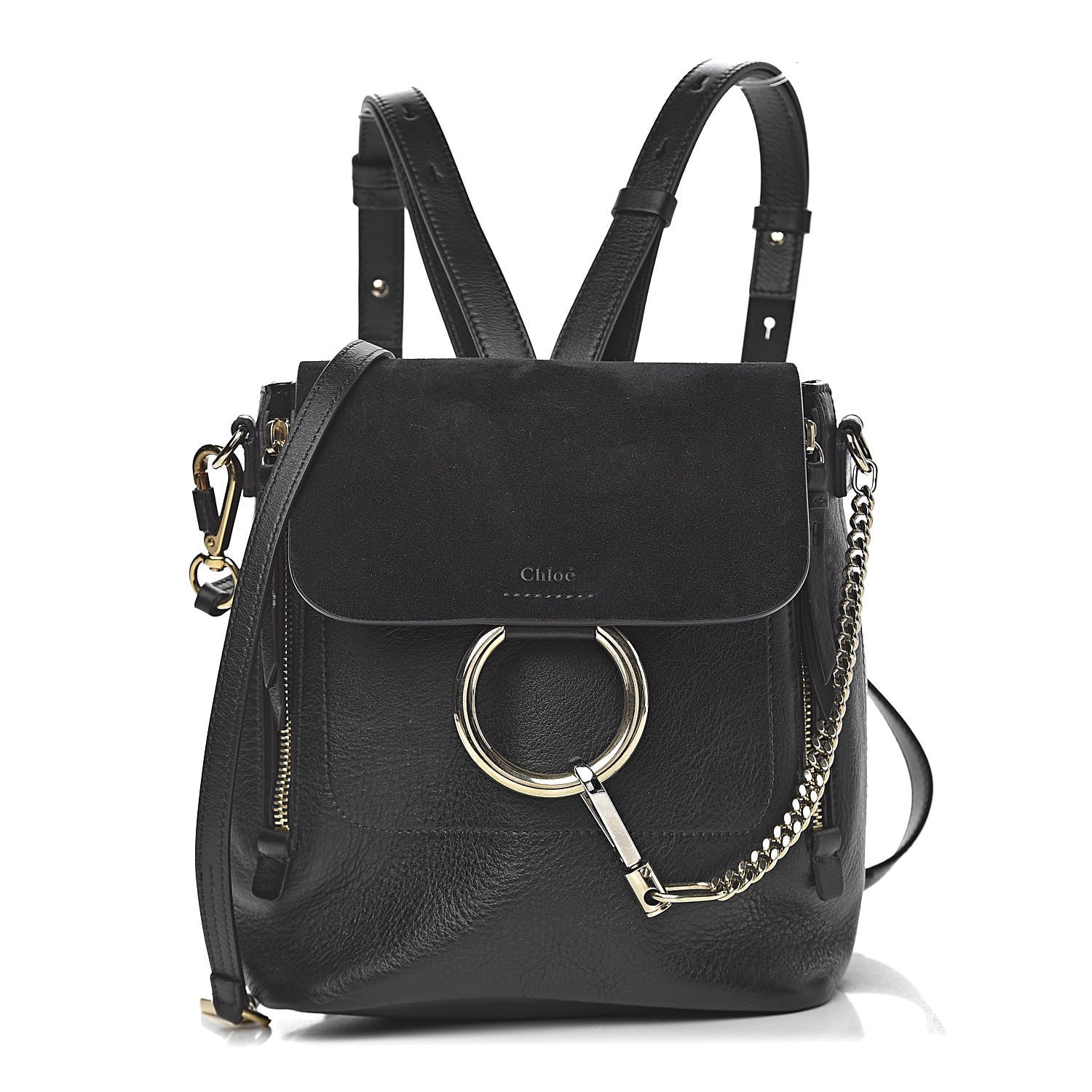 Chloe Suede Calfskin Small Faye Backpack Black 1 of 11