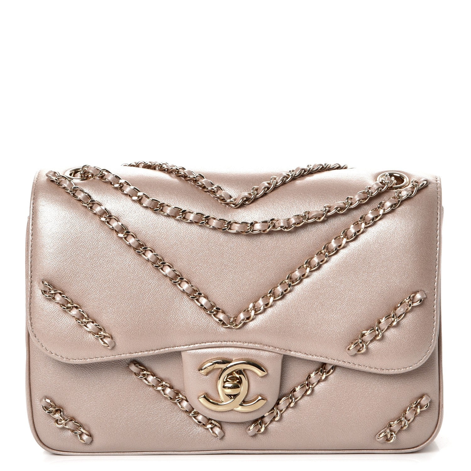Chanel Metallic Lambskin Small CC Chained Flap Light Gold 1 of 8