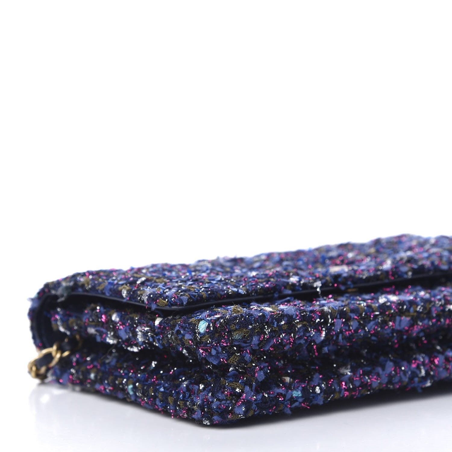 Chanel Tweed Charms Wallet On Chain WOC Blue Purple Khaki Pink 9 of 12