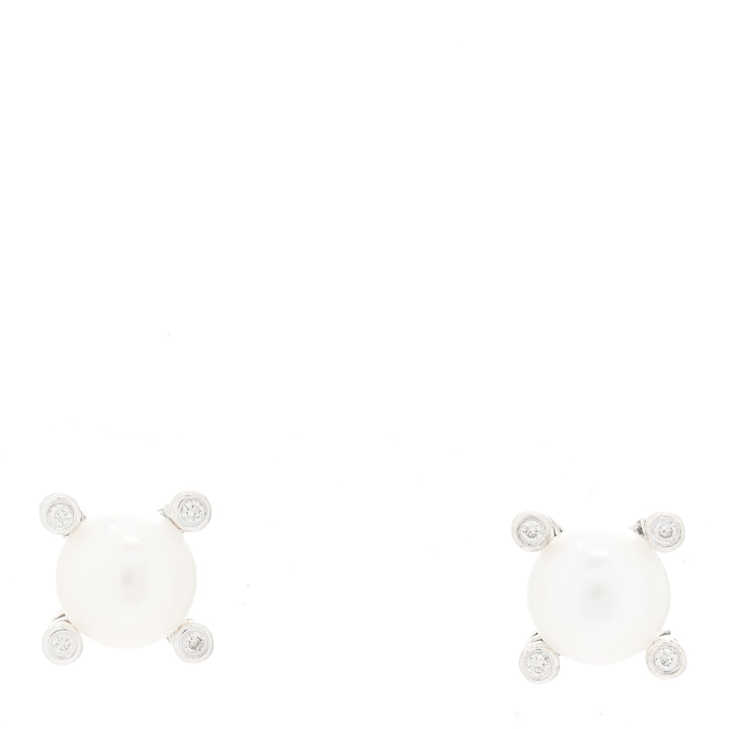Sterling Silver Diamond Pearl 6-6.5mm Cable Stud Earrings