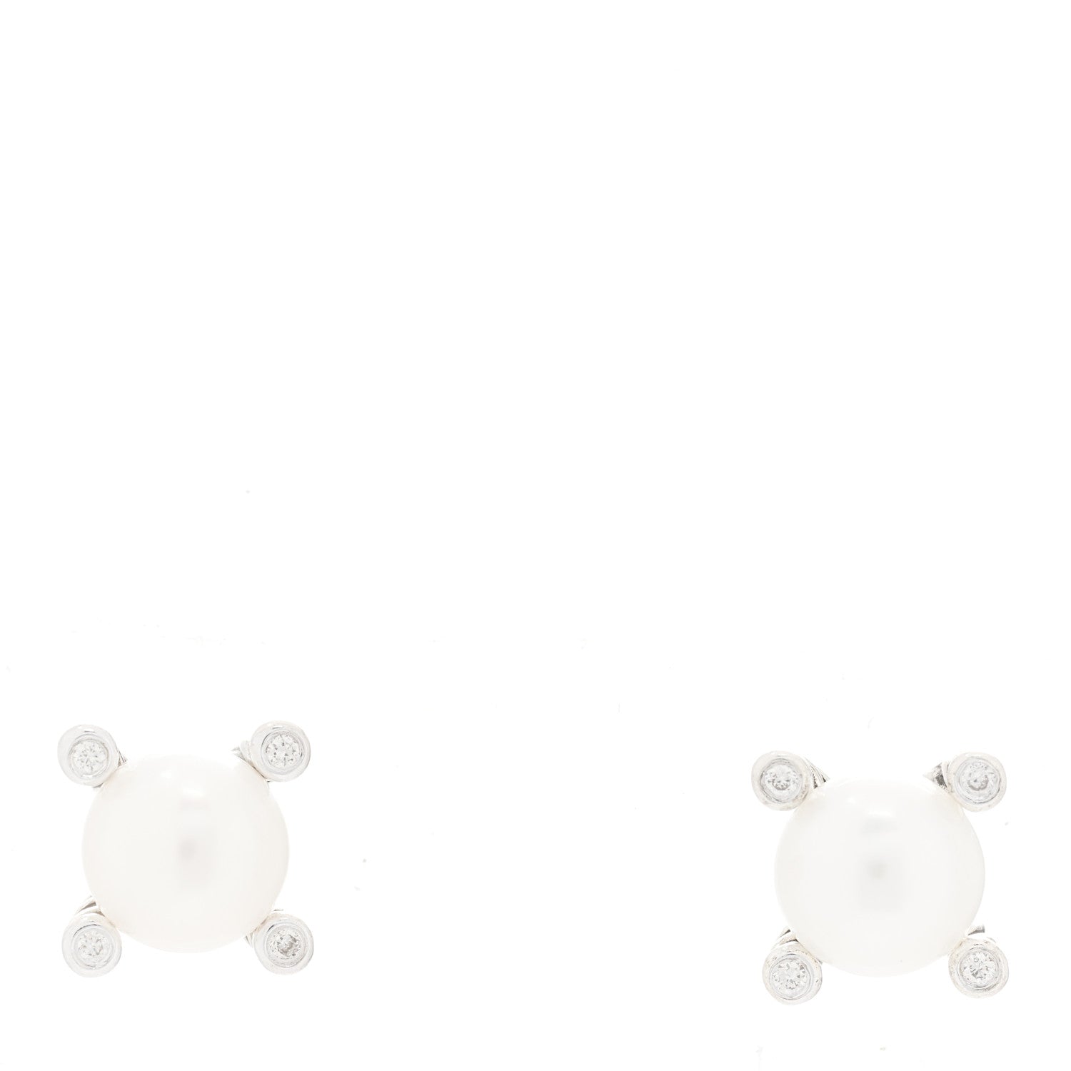 David Yurman Sterling Silver Diamond Pearl 6-6.5mm Cable Stud Earrings 1 of 4