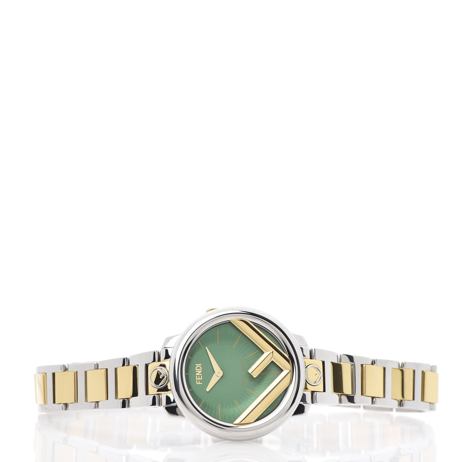 Fendi Stainless Steel 28mm Run Away Two Tone Quartz Watch Green 3 of 6