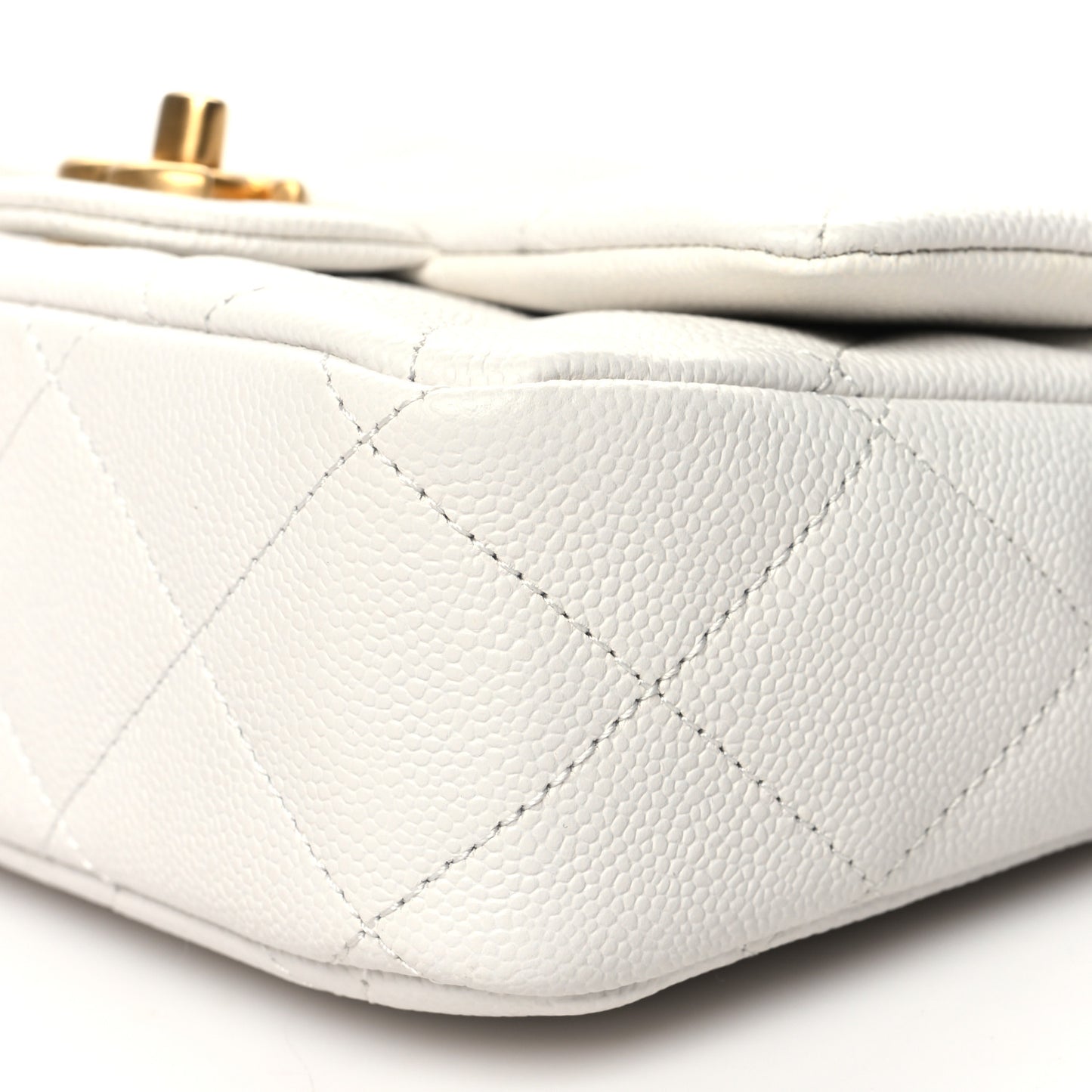 Caviar Quilted Mini Sweetheart Flap White