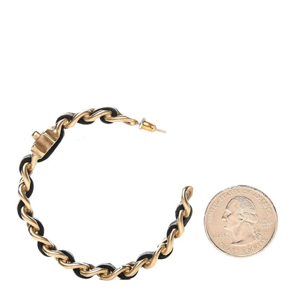 Chanel Lambskin CC Chain Hoop Earrings Black Gold 2 of 4