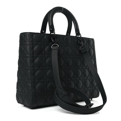 Christian Dior Ultra Matte Calfskin Cannage Large Lady Dior Black 3 of 9