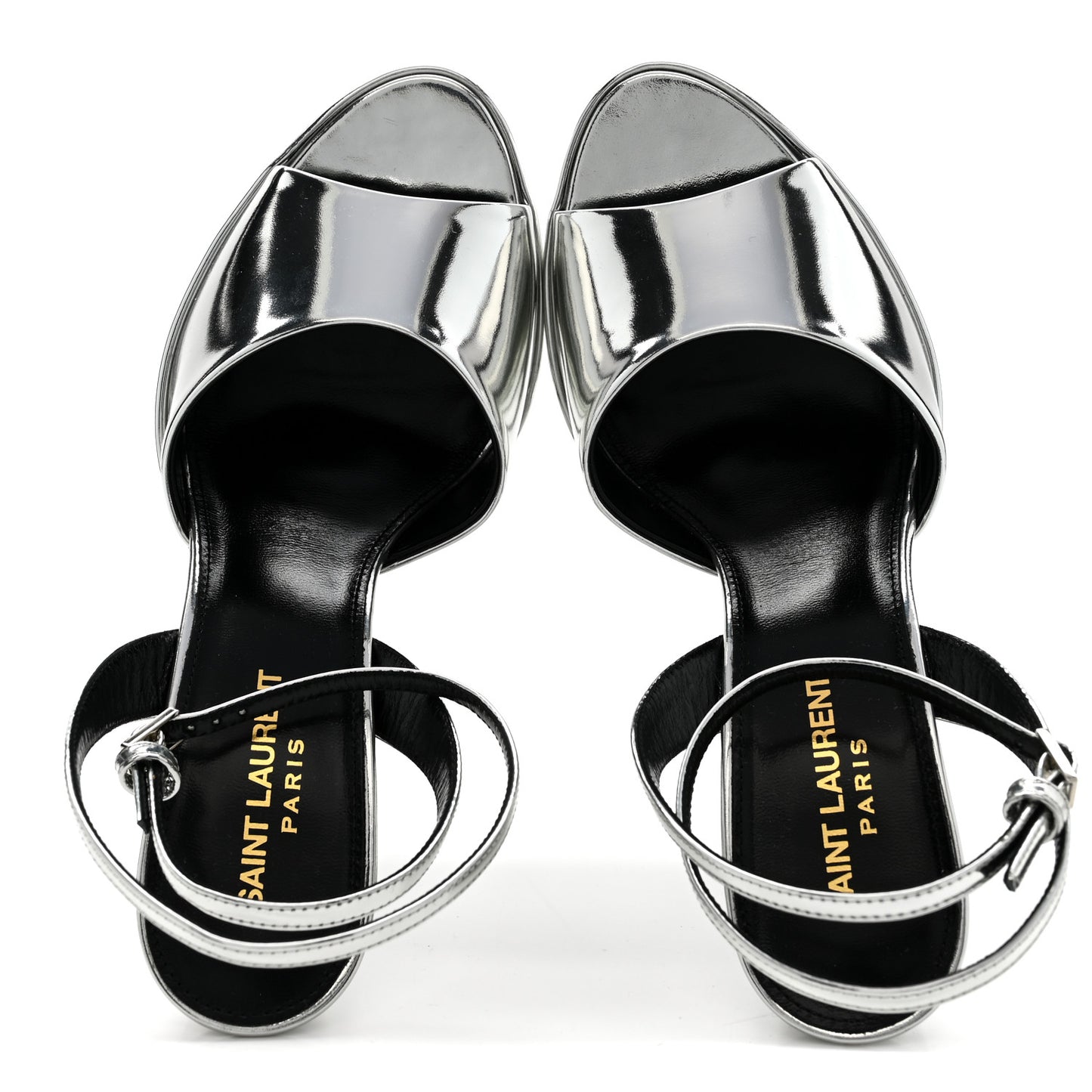 Metallic Patent Jodie 95 Platform Sandals 38 Silver