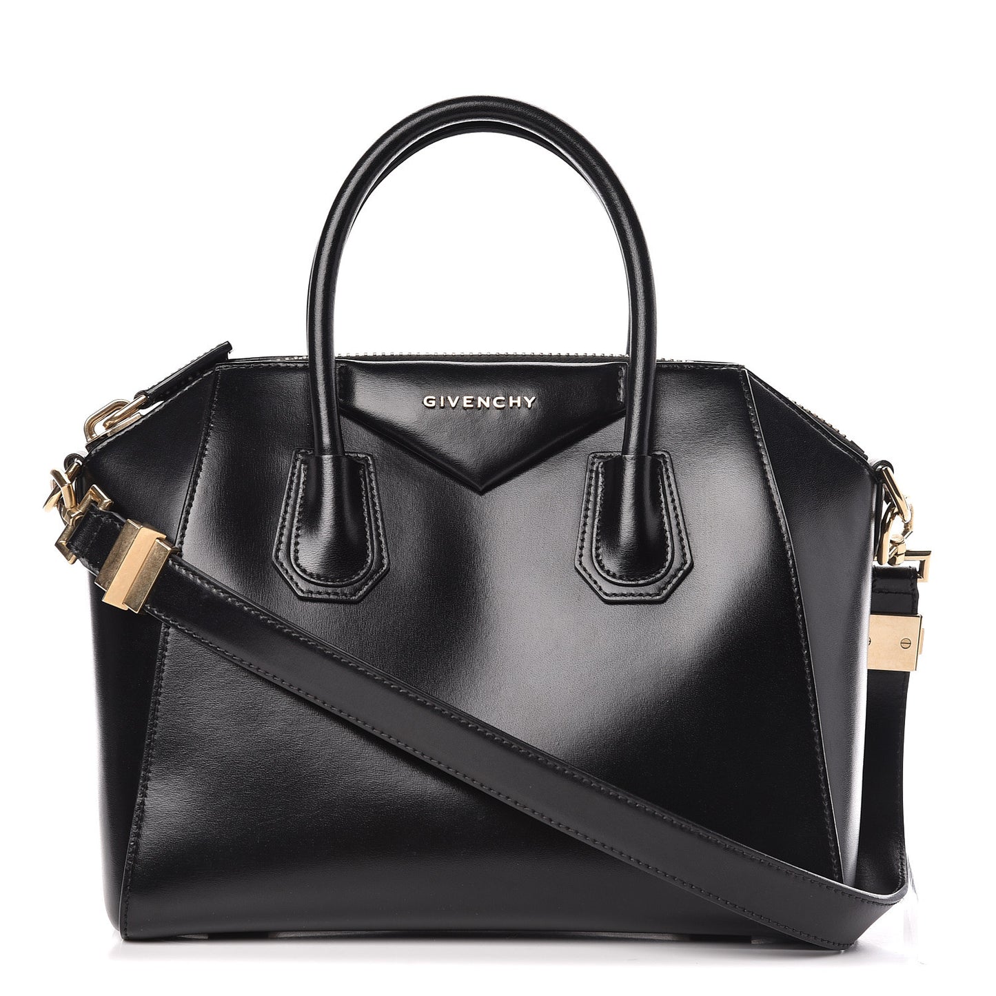 Shiny Lord Calfskin Small Antigona Black