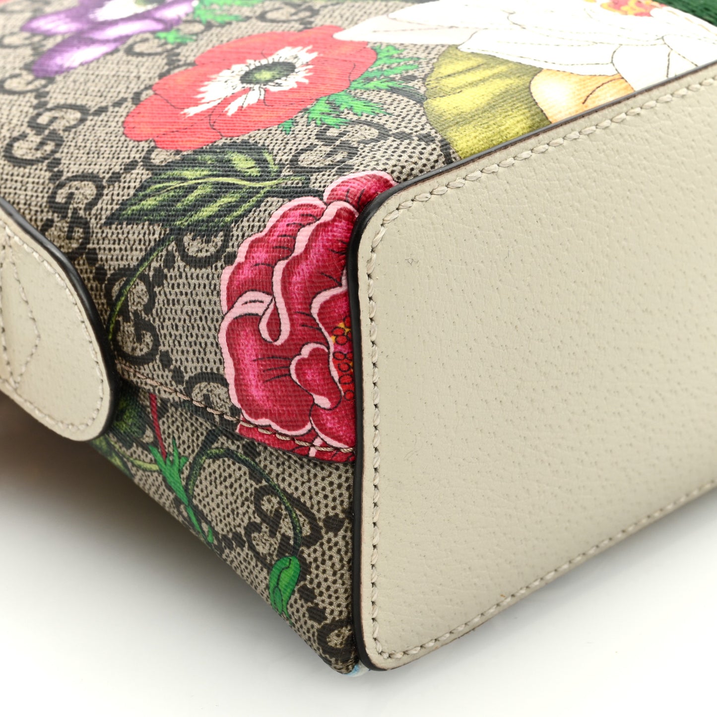 GG Supreme Monogram Flora Web GG Small Ophidia Dome Shoulder Bag White