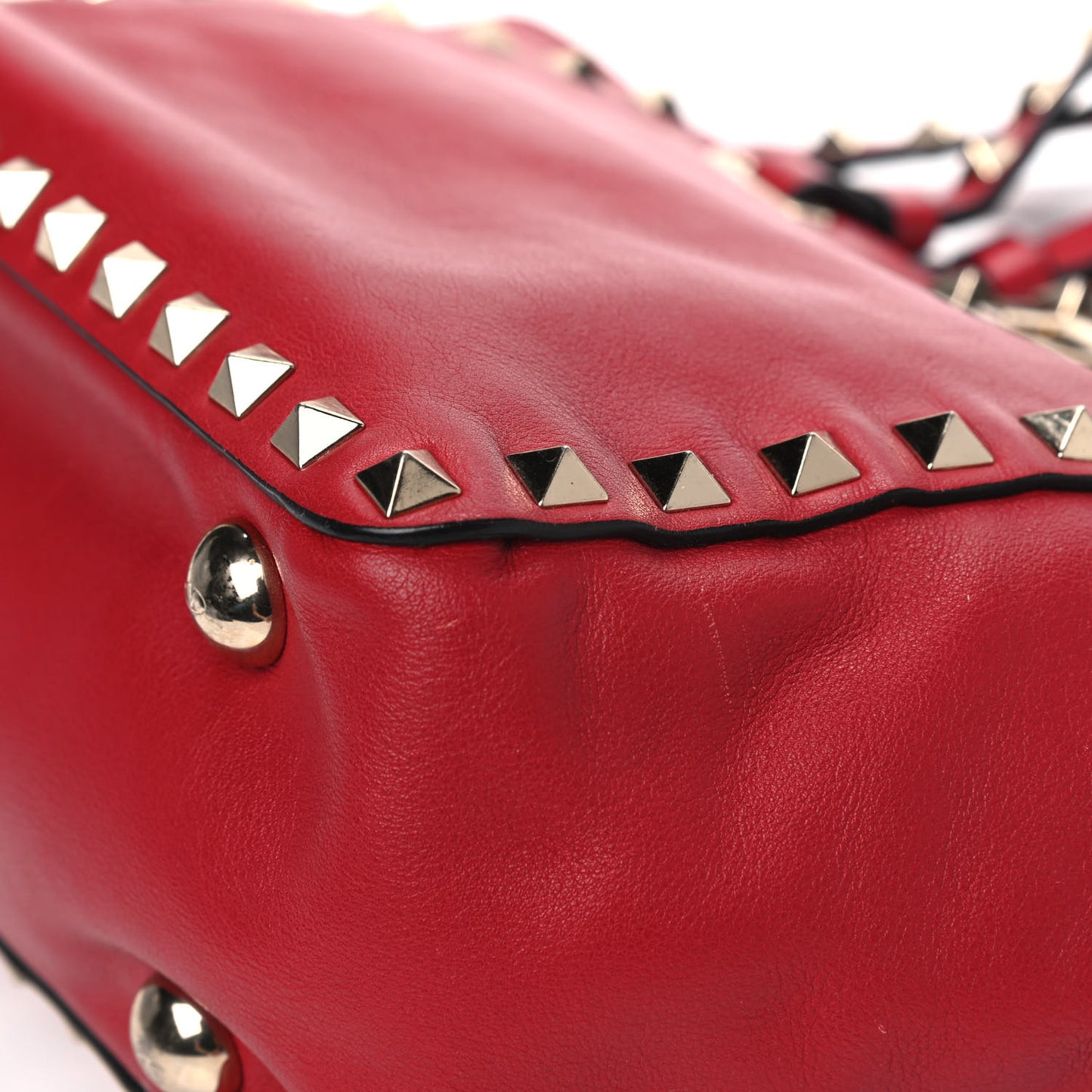 Vitello Mini Rockstud Tote Red