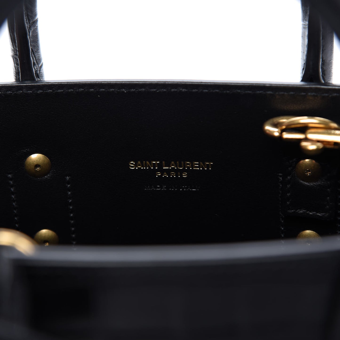 Calfskin Crocodile Embossed Nano Sac De Jour Black