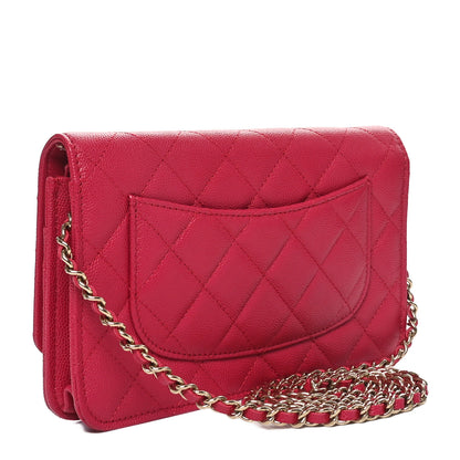 Chanel Caviar Quilted Wallet on Chain WOC Dark Pink 3 of 12