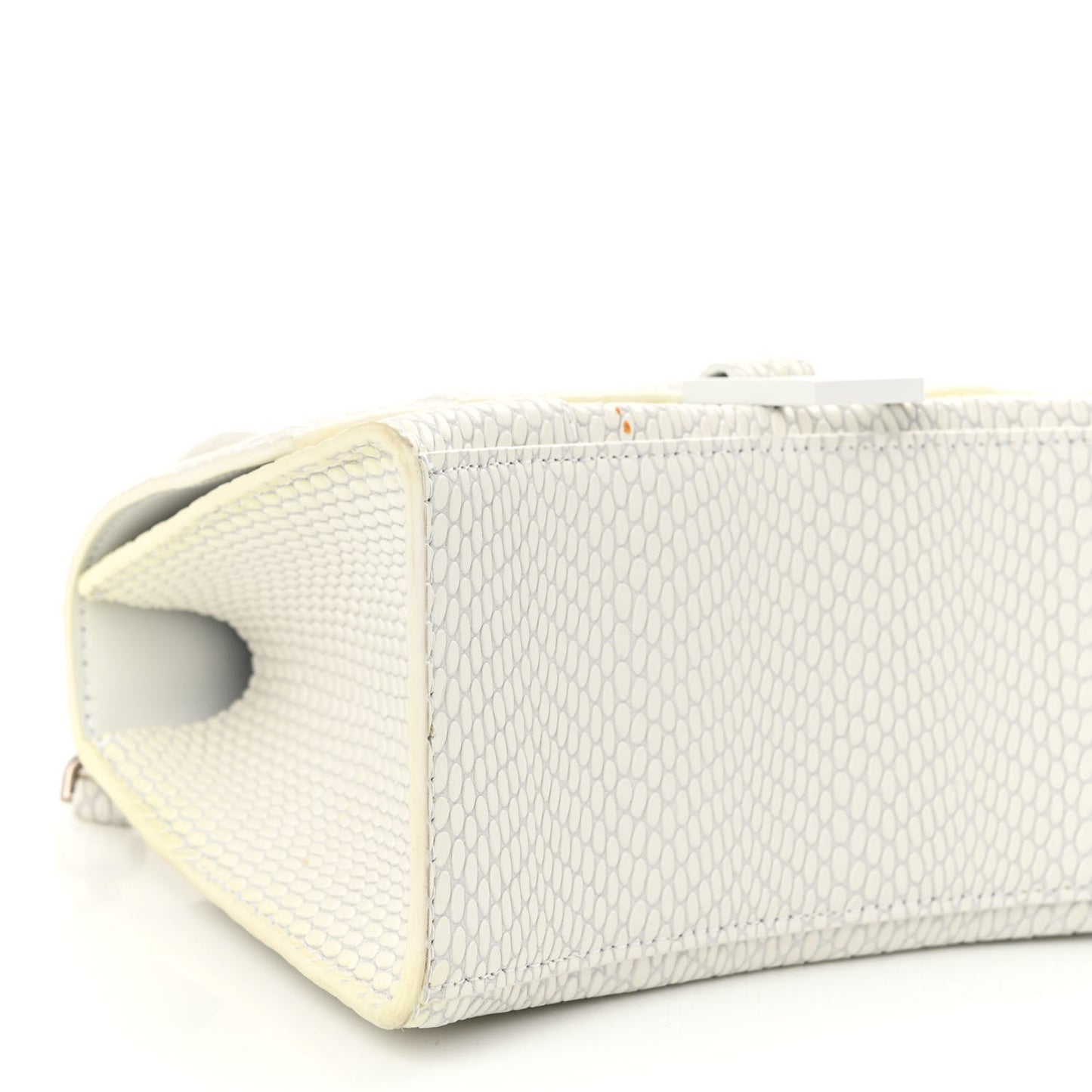 Matte Calfskin Snake Embossed Tonal B Small Hourglass Top Handle Bag Optic White
